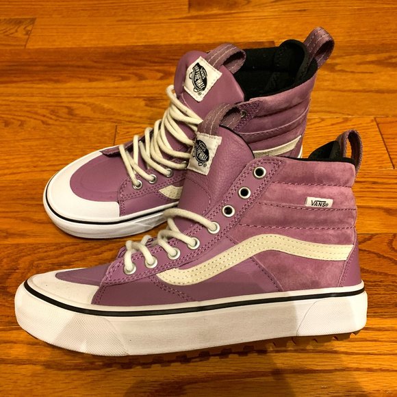 Vans Shoes - 💖VANS Lavender Leather High Tops NWOT